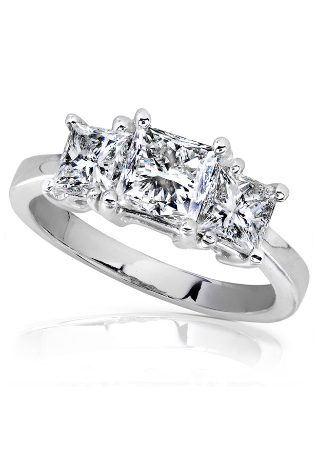 3-stone-princess-cut-diamond-engagement-ring - Wohh Wedding
